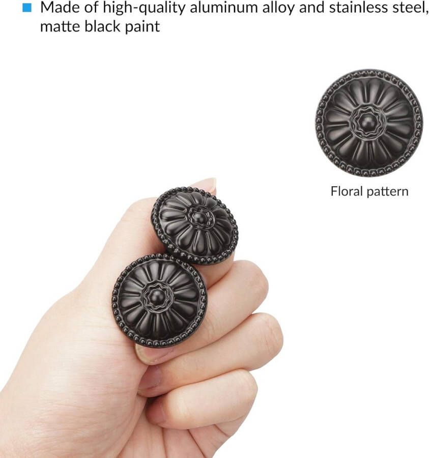 16 Stks Ronde Lade Knoppen 30MM zwarte meubelknoppen enkel gat Vintage Kast Knoppen Antieke met schroeven voor laden deuren kasten enz