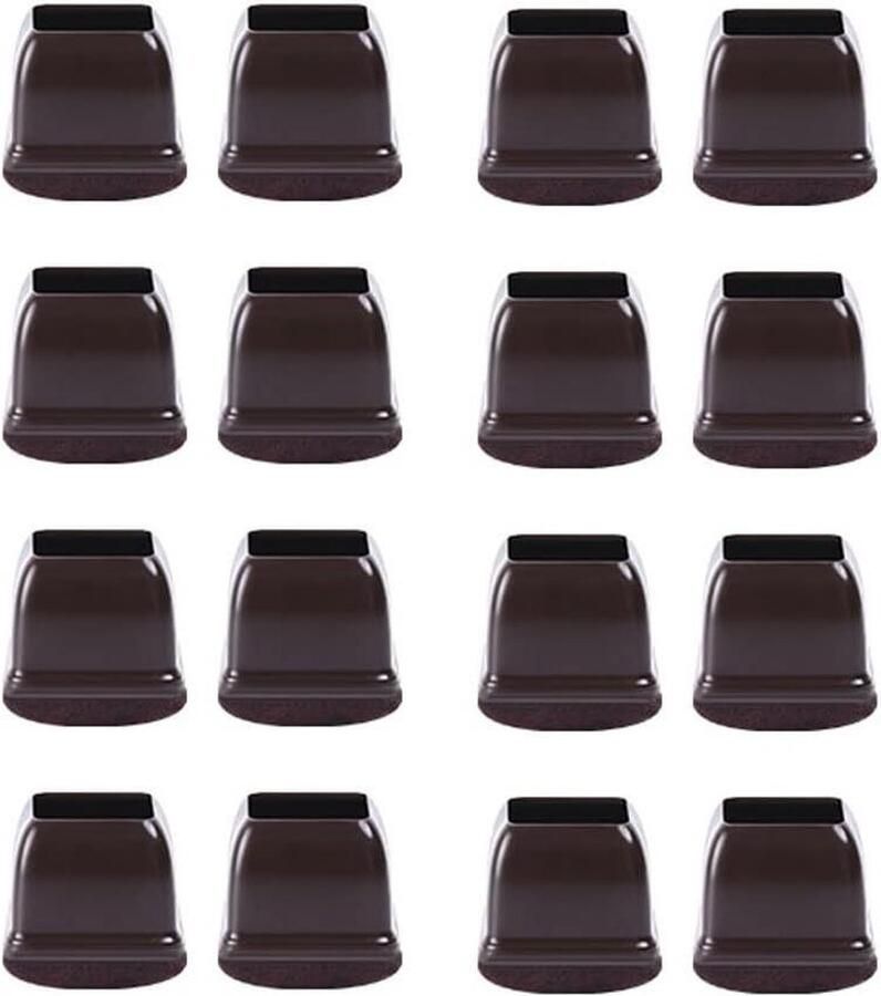 16 STKS Siliconen Stoel Been Floor Protectors Donker Vierkant Geschikt voor 19-25mm Benen