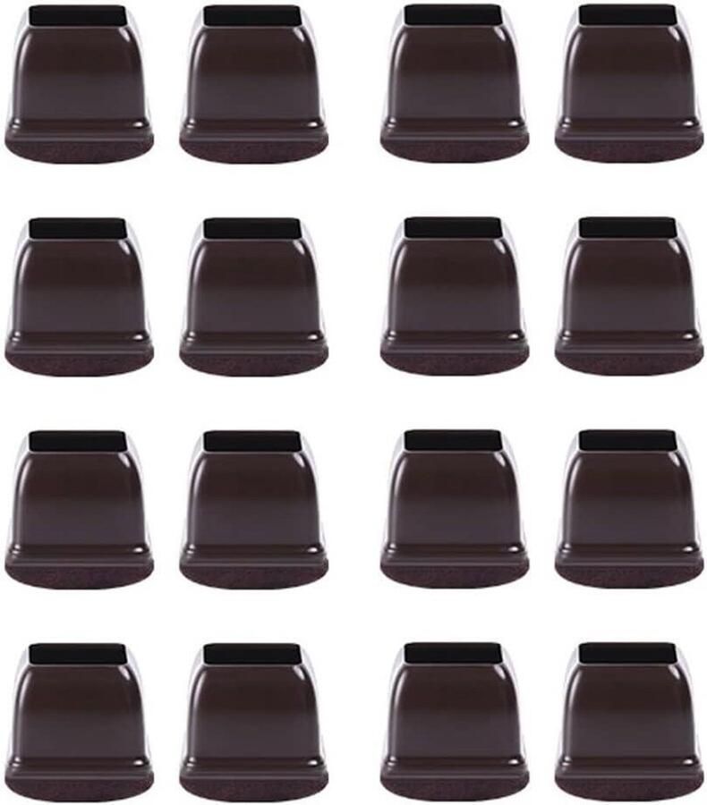 16 STKS Siliconen Stoel Been Floor Protectors Verpakt Vilt TPE Rubber Caps Donker Vierkant 25-37mm Benen
