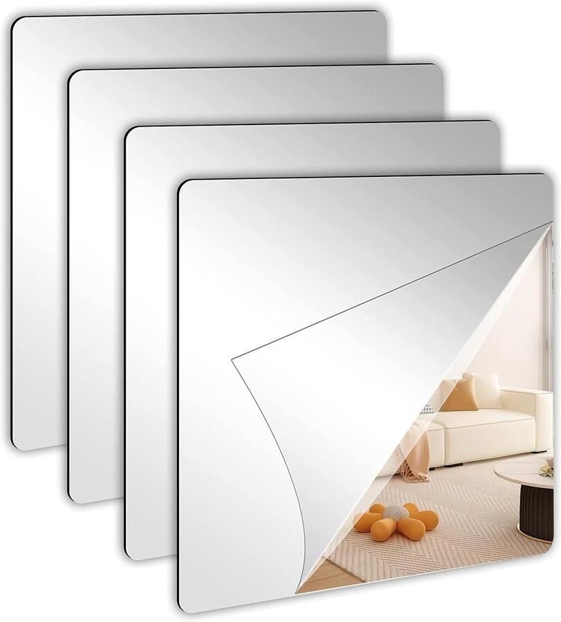 16 Stukken Spiegel Wandstickers Decoratieve Spiegel Acryl Wandstickers Modern voor Kast Binnen Deur Wand