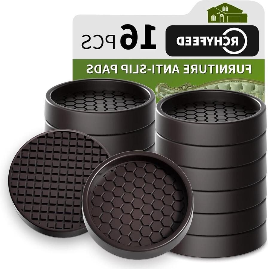 16 stuks 2 inch ronde antislip siliconen vloermatten bruin extra grip