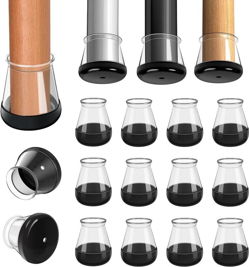 16 stuks Elastische Stoelpoot Beschermers Stoelpoot Beschermers – Rubber Stoelpoten Stoelpoot Sokken Stoeldoppen Meubelpoot Bescherm vloeren tegen krassen Vermindert lawaai S