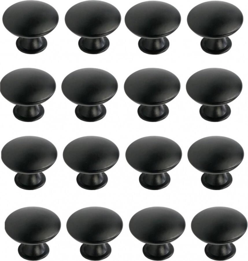 16 stuks Kastknoppen Paddenstoel Zwart Rond Deurknop incl schroeven 30 x 21 mm ijzer Meubelknoppen Handgrepen voor deurtjes Deurknoppen voor kasten Meubelgreep ladegreep Deurgreep Handgrepen voor deurtjes