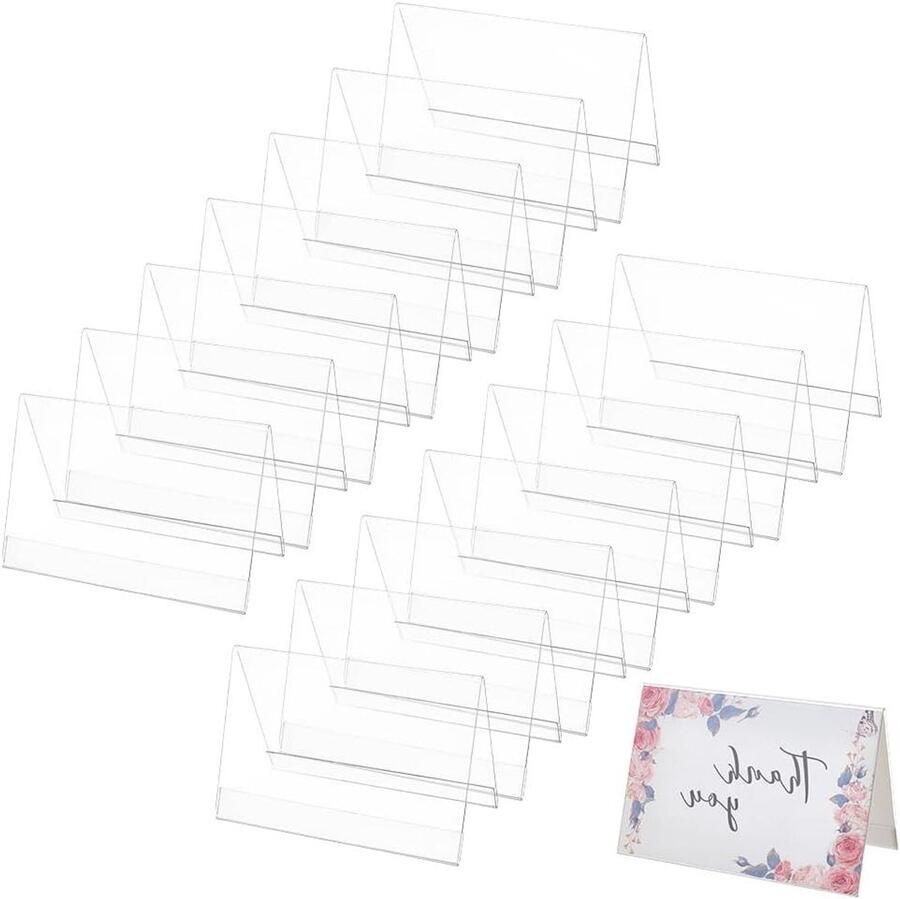 16 stuks Plastic Naam Tenthouders met Beschermende Film 15x8cm V Vorm Voor Lijst Bureau Conferentie Bruiloften en Feesten