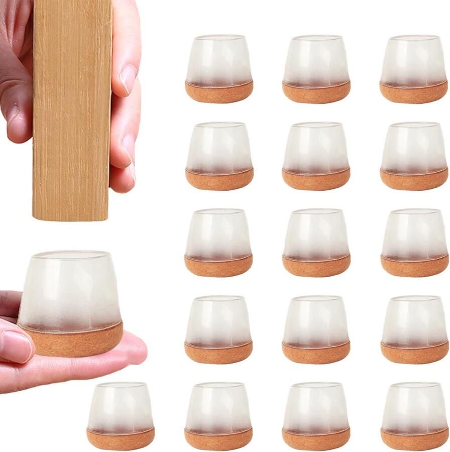 16 stuks rubberen stoelbekleding been vloerbeschermers rubberen meubelpootdoppen met verdikt vilt rond doorschijnend stoelpootvloerbeschermers voor het beschermen van vloeren en meubels