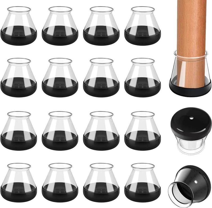 16 stuks siliconen stoelpootdoppen ronde stoelpootbeschermers vloerbescherming Transparant stoelpootbeschermers