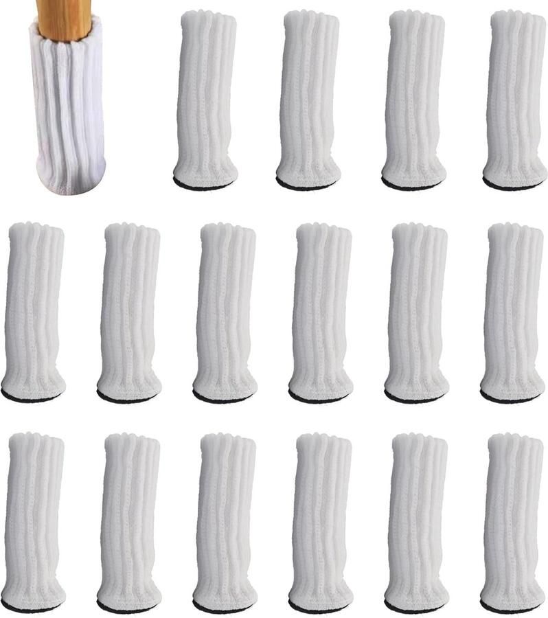 16 stuks Stoelleuningssokken Vloerbeschermer Poten voor Meubels Stoelpoot Sokken Elastische Stoelpoot Beschermers Stoel sokken Viltjes Stoelpoten Stoelpootdoppen Vloerbeschermers Stoelsokjes met vilt Stoelsokken