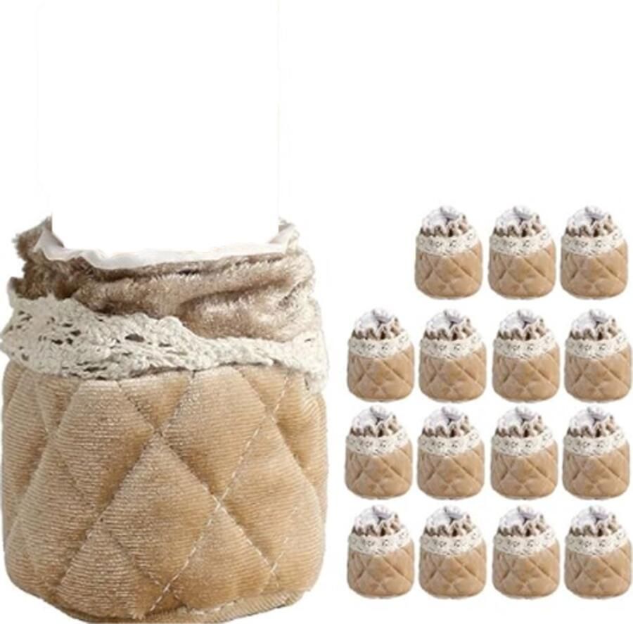16 stuks Stoelpoot Doppen Stoelpootbeschermer Vloerbescherming Krasbestendig Meubelbeschermers Vloerbeschermer antikras Silent: Geen geluid bij het glijden doek Khaki 6*6*9cm