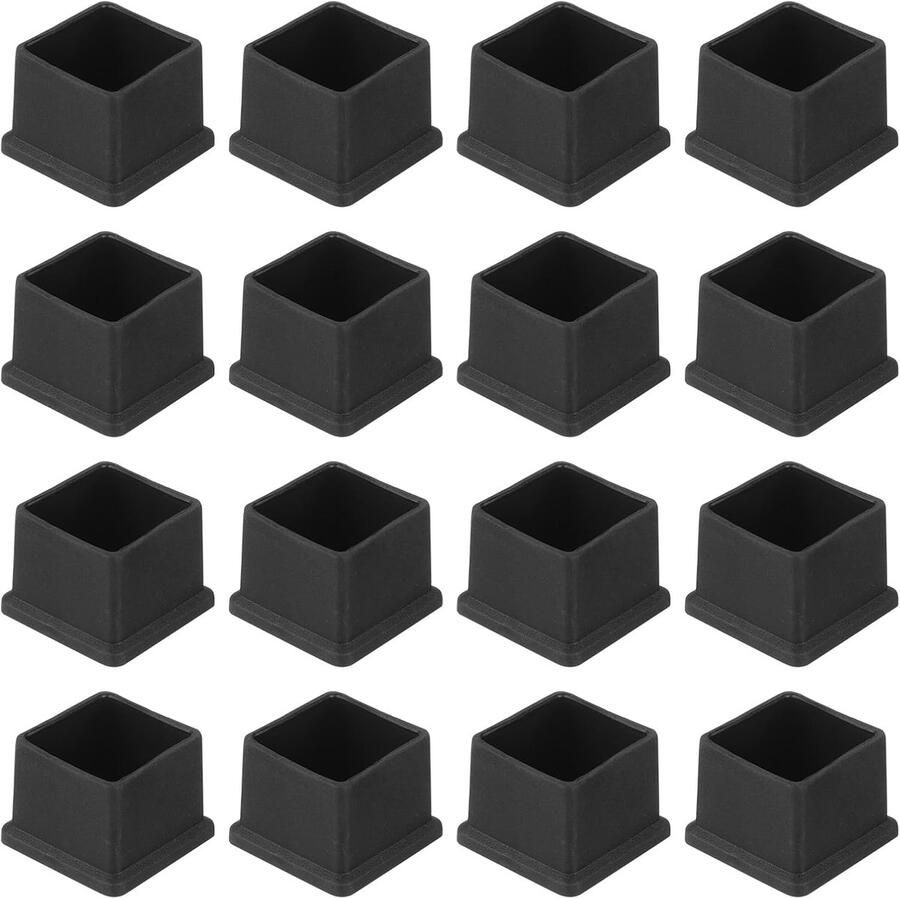 16 stuks Stoelpootdoppen Vierkante 25 x 25 mm Vloerbeschermer Stoelpoot Beschermers Meubeldoppen Zwart Voor terrastafel kast bedmeubels en Voorzitter