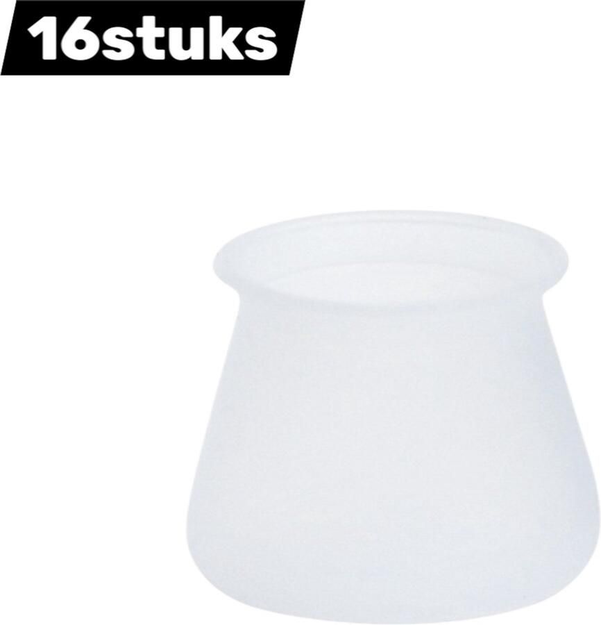 16 stuks Stoelpotenbeschermers Rond siliconen Vloerbeschermers voor stoelpoten Krasvrij Geschikt voor stoelpoten houten vloeren laminaat en tegels 4x3x3 cm Wit