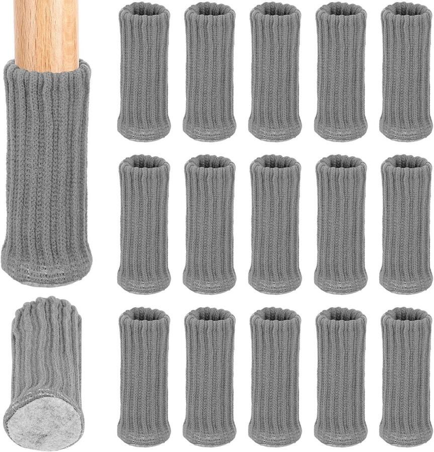 16 stuks stoelsokken gebreide meubelpoten antislip stoelpootbeschermers viltdoppen voor vloerbescherming stoelpoten en tafel