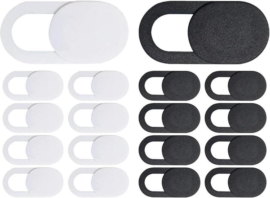 16 stuks ultradunne webcamafdekking cameracover 0.7 mm bescherming van je privacy (zwart wit)