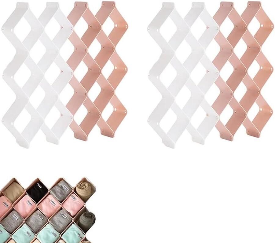 16 stuks verstelbare ladeverdelers 2 kleuren diamantvorm voor sokken sjaals stropdassen ondergoed slipjes