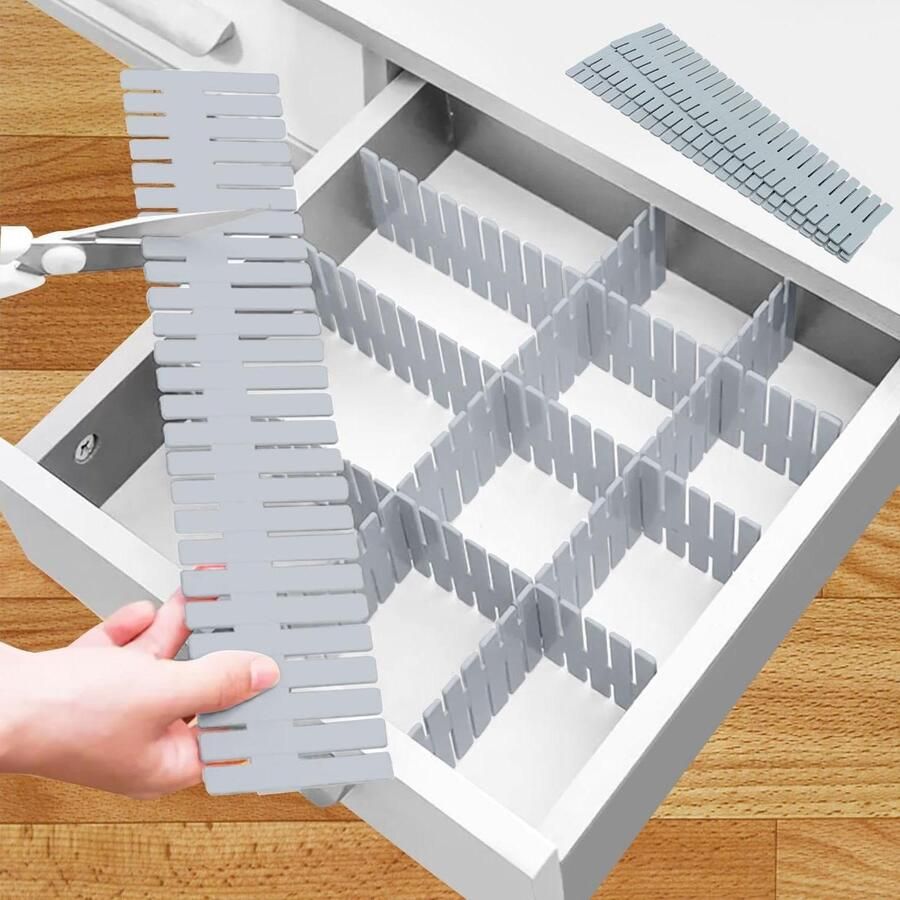 16 stuks verstelbare ladeverdelers blauwe scheidingswanden voor kast ondergoed sokken doe-het-zelf bureau-organizer