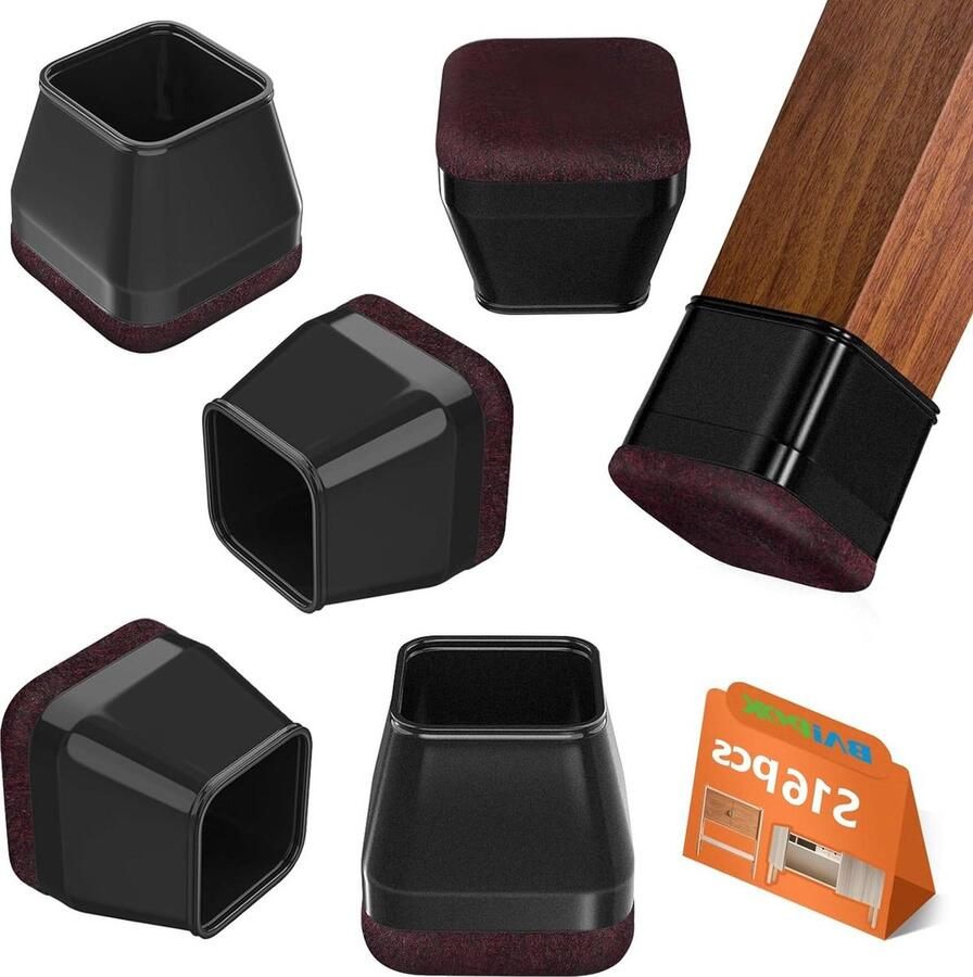 16 stuks vierkante siliconen stoelpootbeschermers voor hardhouten vloeren meubelvoetbeschermers met vilten pads geen lawaai en geen krassen stoelpootbeschermers