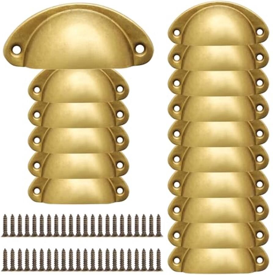 16 Stuks Vintage Ladegrepen voor Meubels Roestvrij Staal Schelphandgrepen