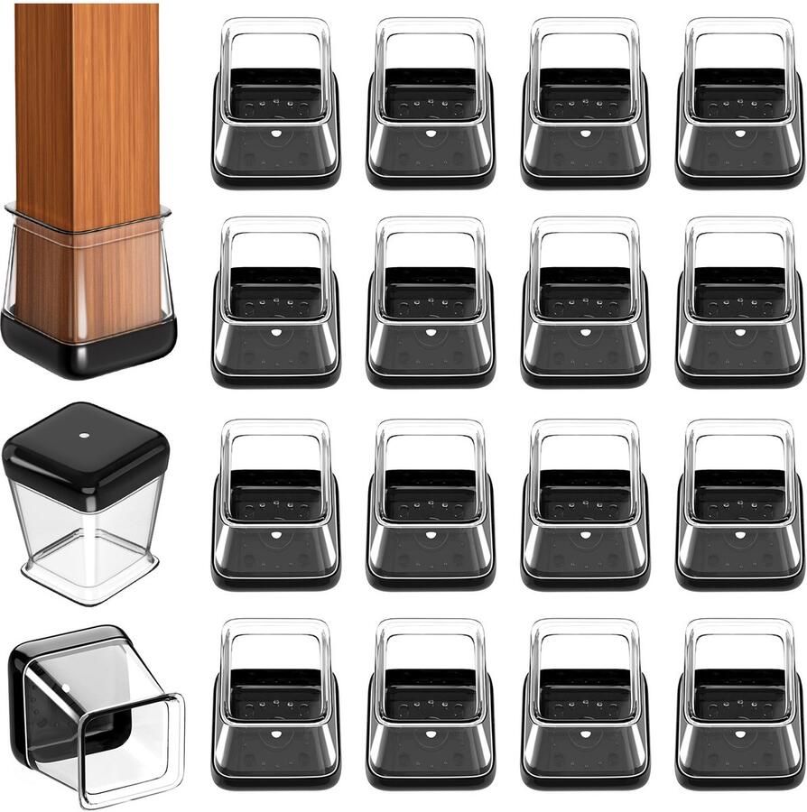 16 stuks vloerbeschermers Stoelpoot Beschermers Hoge transparantie Stoelpoot beschermers met vilt Silicone Stoelpoot Beschermers Stoelpoot Doppen Vloerbescherming Vilten Bodem Siliconen Beschermer Pads