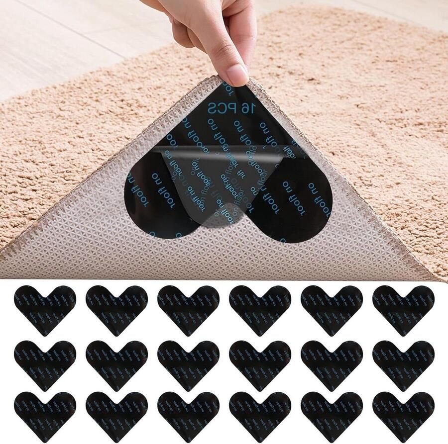 16 stuks vloerkleed antislippads wasbaar en herbruikbaar tapijt antislip onderlegger