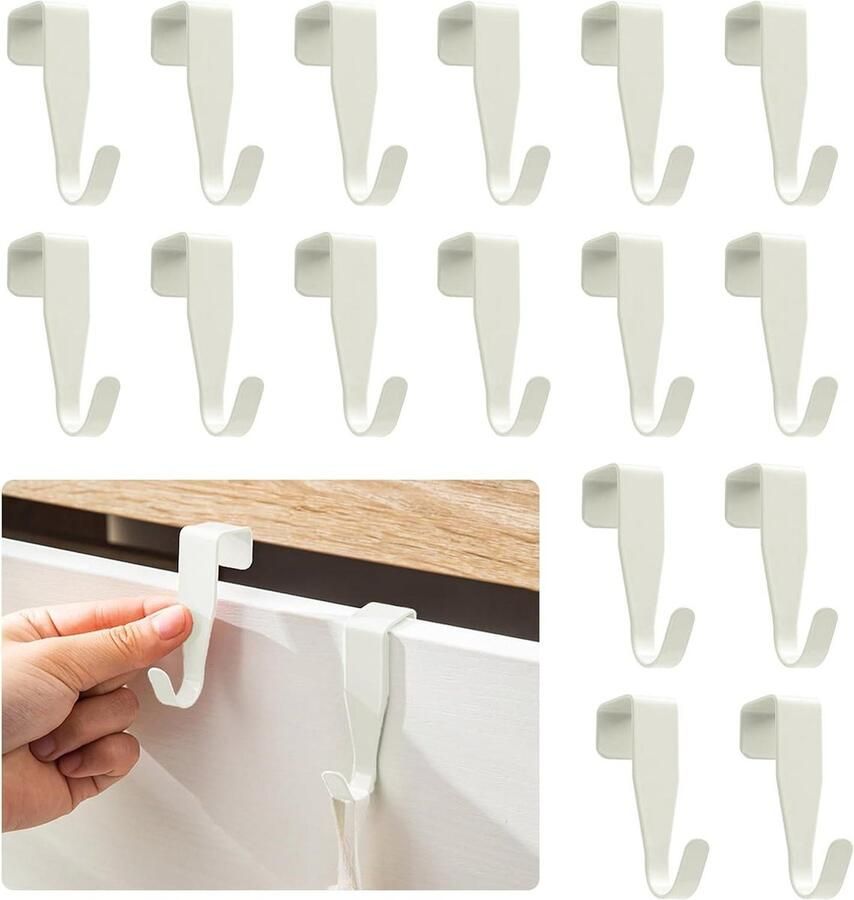 16 stuks witte deurhaken voor buiten en badkamer Roestvrijstalen garderobe haken voor kastdeur