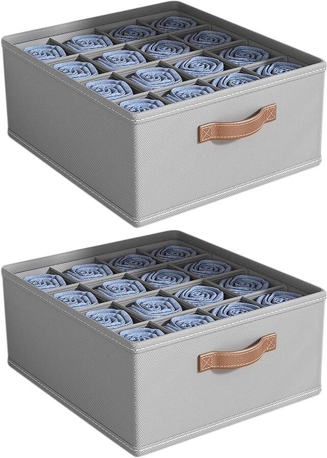 16-Vakken Kledingkast-organizer 2-pack opvouwbare opbergdozen met handvat