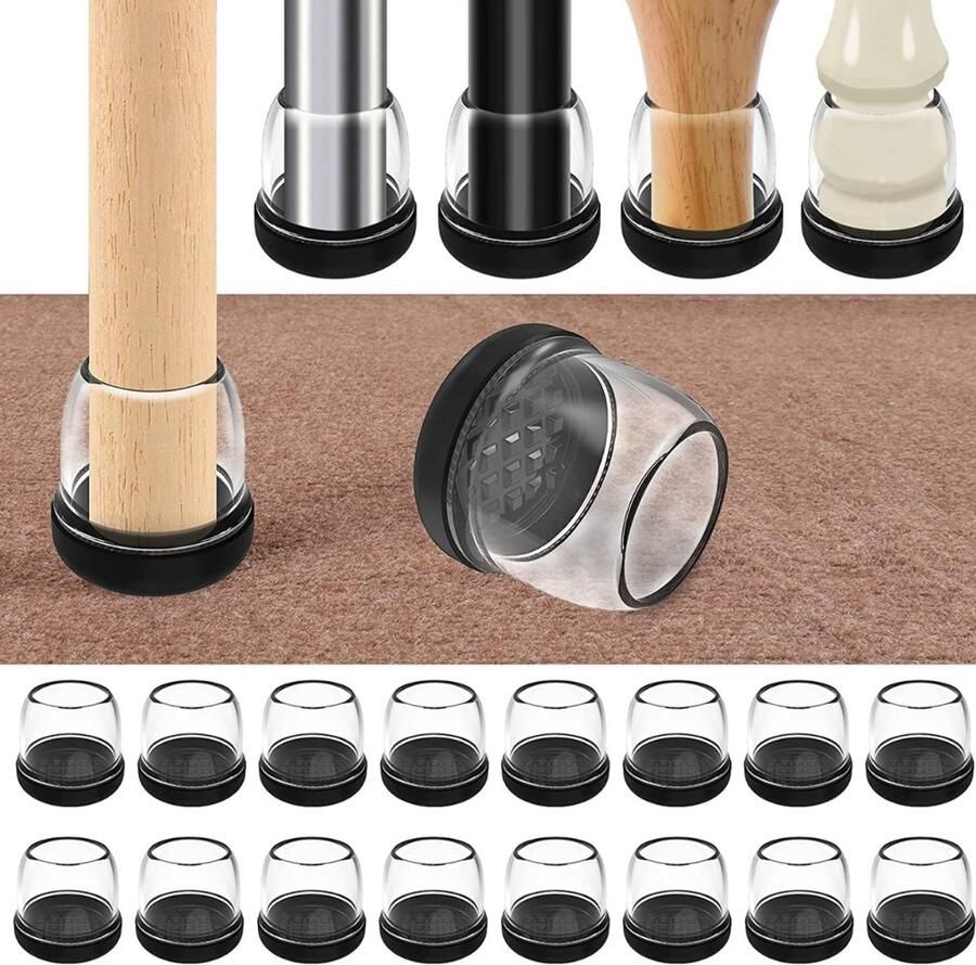 16 x stoelpootglijders voor tapijten stoelglijders voor tapijten glijders en thermoplastisch elastomeer Combinatie van stoelpootbeschermers zacht voor gebruik geen krassen (past op 3 4-1)