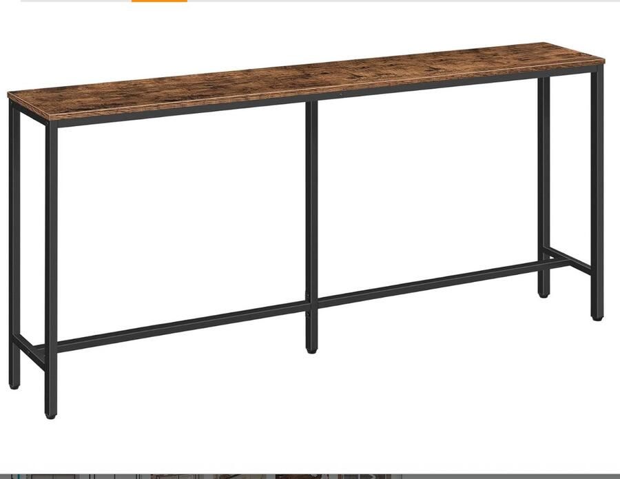 160 cm Console Tafel Smalle Tafel Lange Hal Tafel Gang Tafel Bijzettafel Kleine Expositie Tafel Bank Tafel voor Hal Woonkamer Donkerbruin Zwart