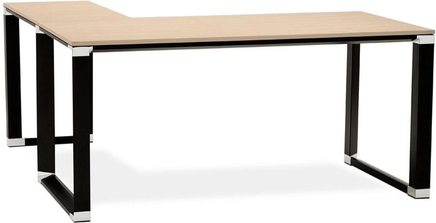 160 cm Modern Hoekbureau Stijlvol Werkruimte Zwart Metaal-Hout Design