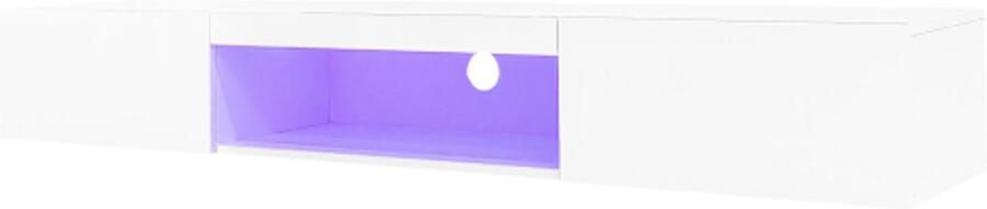GOTAGEE 160*31*22cm witte hoogglans wandkast voor 70-inch tv 30 kg draagvermogen met ledverlichting Bluetooth APP-bediening tv-standaard voor aan de muur