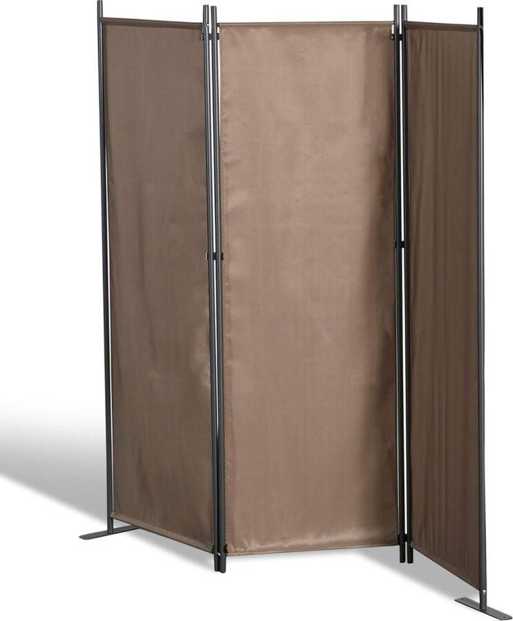 165x170 cm driedelig Taupe Paravent kamerverdeler scheidingswand inkijkbescherming
