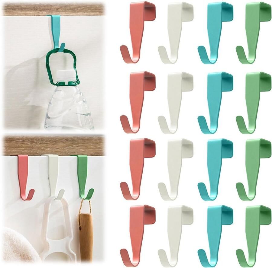 16pcs RVS Deurhaken Kleurige Haken RVS Kledinghaken 4 Kleuren Haken voor Raam Haken voor Keukenkast en Kamerdeur