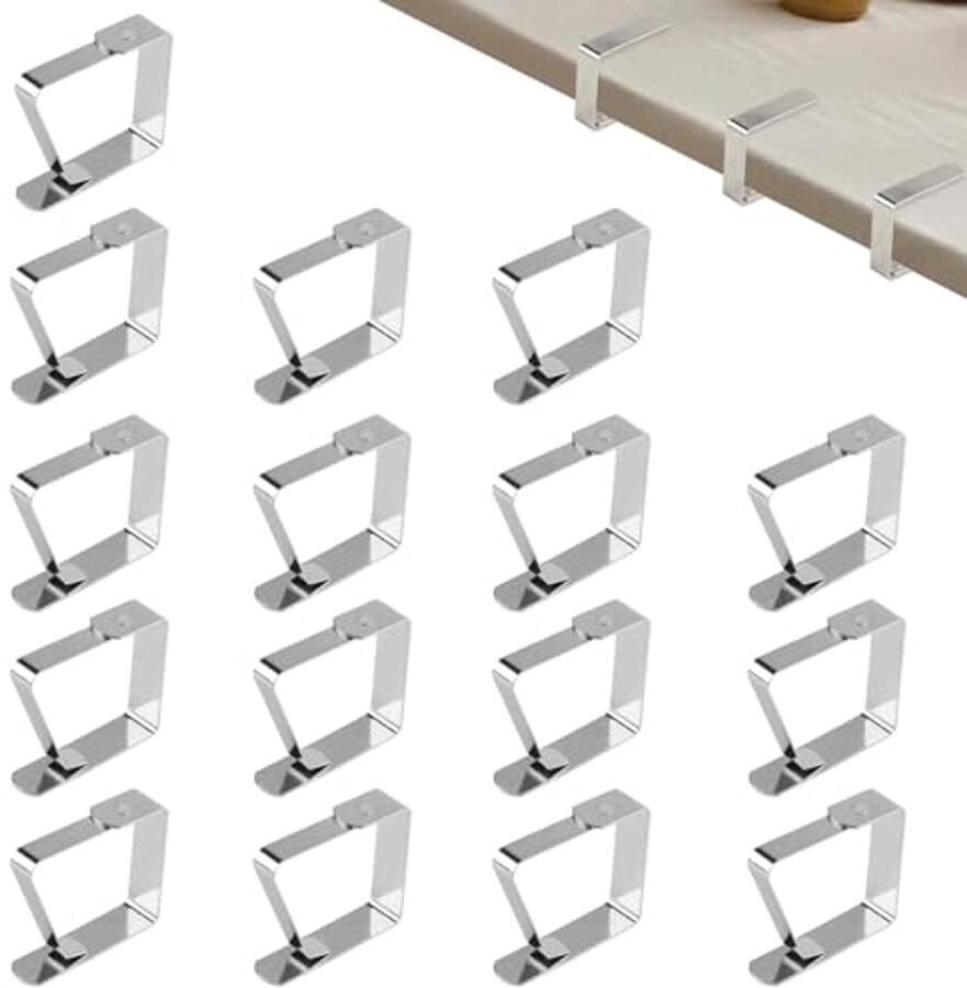 16PCS RVS Tafelklemmers Tafelklepels voor Dikke Tafels Ideaal voor Binnen en Buiten