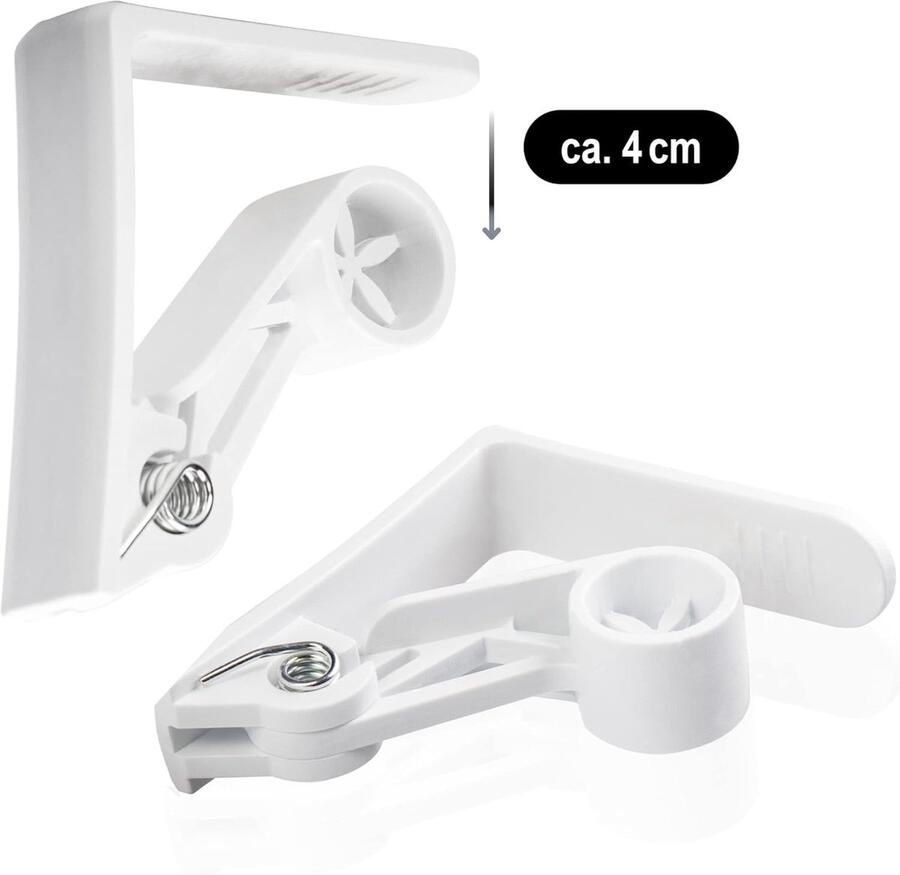 16x tafelkleedclips tafelkleedhouder voor binnen en buiten windbescherming voor tafelkleden kunststof windbeugels tafelclip sluiting wit kunststof (16 stuks wit)