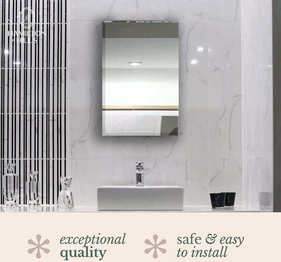 16x26 inch Witte Inbouw Medicijnkast met Spiegel Afgeschuinde Geneeskunde Kast Organizer met Planken Rechthoekige Badkamerkast voor Wandmontage