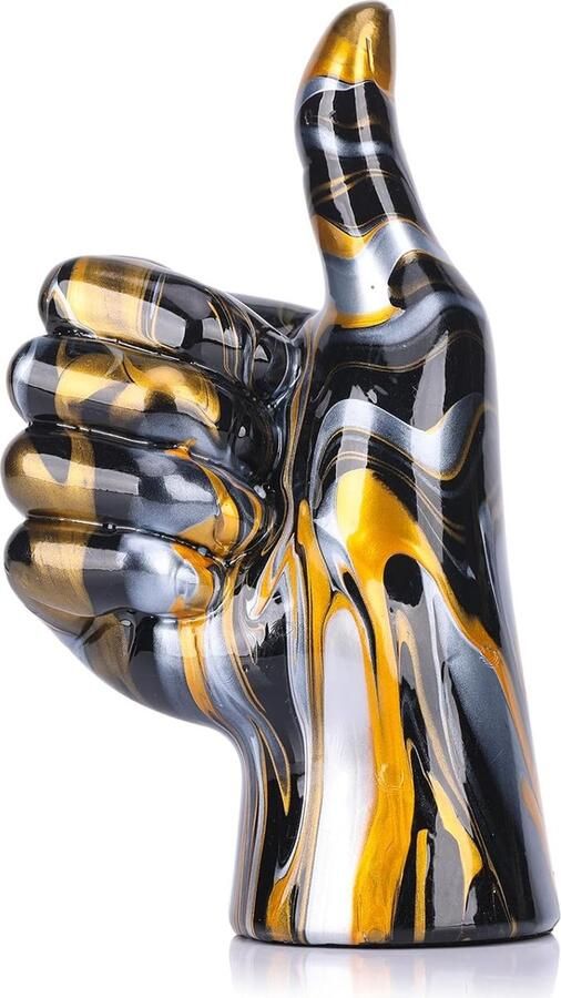 17 5 cm H zwart en goud duim omhoog standbeeld decor zwart goud duim omhoog trofee handsculptuur Hmoe hand vredesteken decor en handvinger bureau decor voor kantoor salontafel ingang