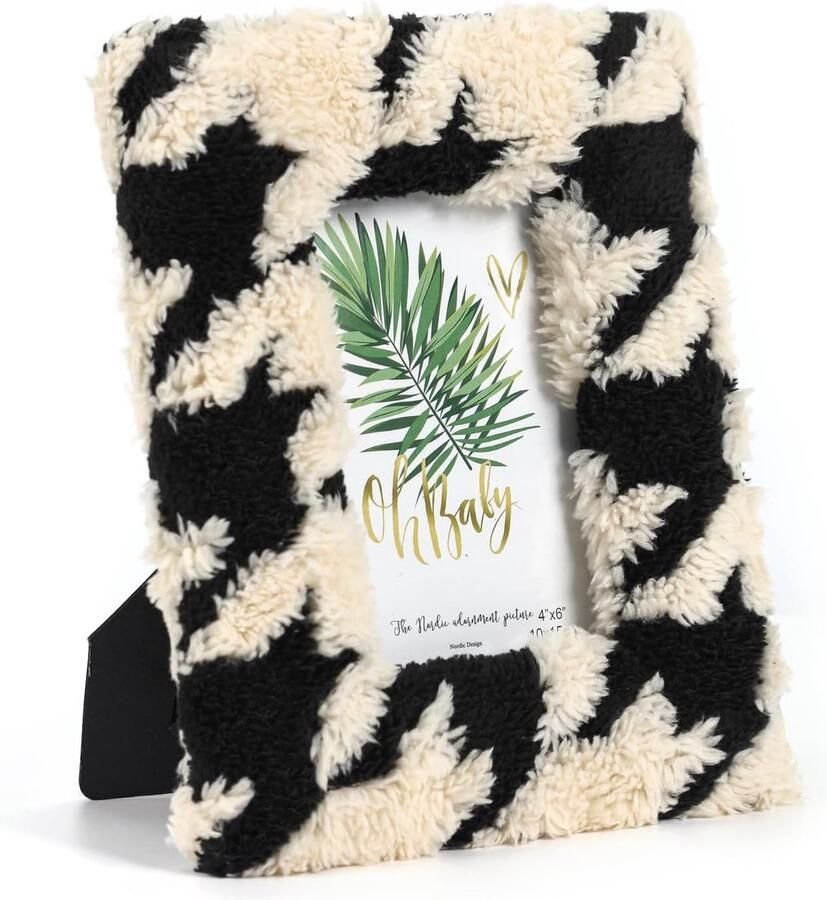 18 5*23 5cm-Zwart en wit-Koe-stijl zachte pluche fotolijst-Familie foto decoratie fotolijst-Verjaardagscadeau-huwelijkscadeau-Slaapkamer nachtkastje decoratie