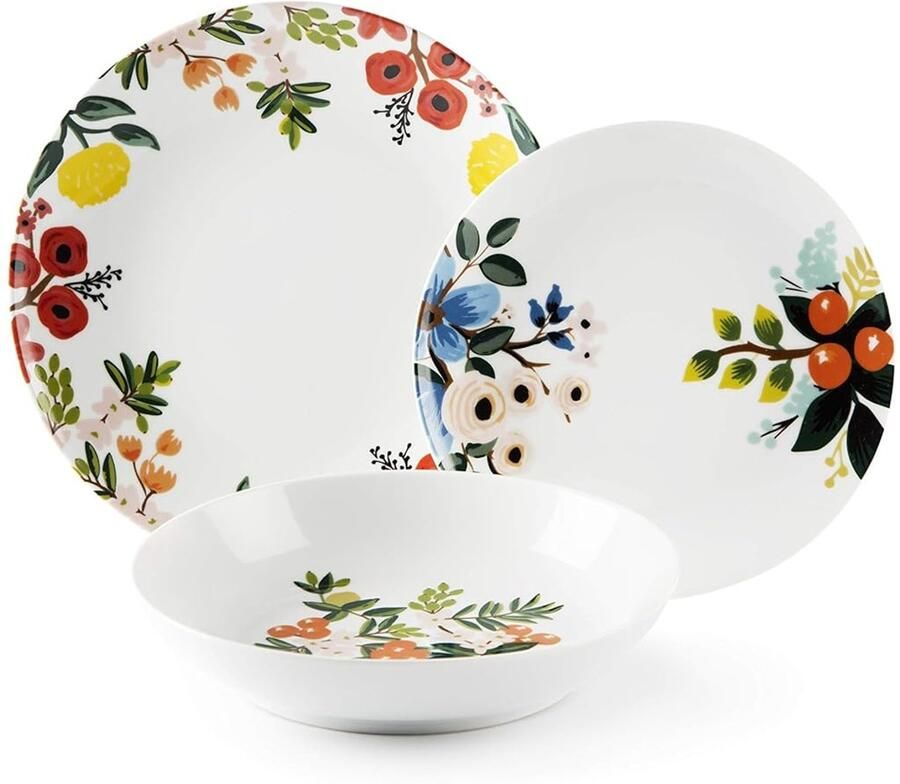 18-delige bordenservice Pastelkleuren Porselein Voor 6 personen