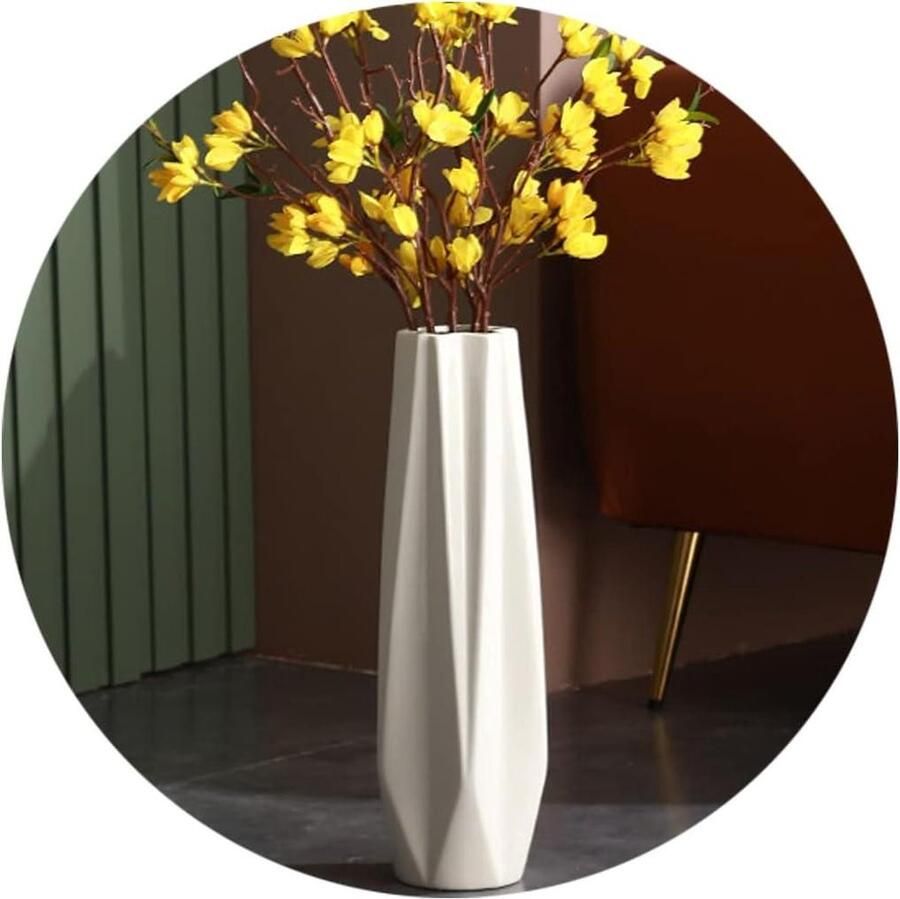 18 inch lange witte keramische vloervaas decoratieve tafel vaas voor woonkamer stabiele bloemenhouder met brede mond huisdecoratie en droog bloemstuk ideaal als cadeau voor bruiloft housewarming kantoor