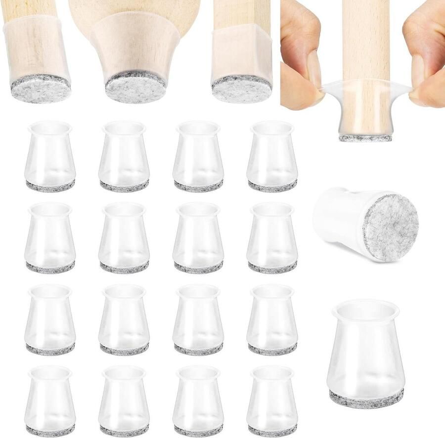 1 8 inch vloerbeschermer voor stoelpoten 16 stuks kristal vilten bodem siliconen pads meubelpoten en hardhouten vloeren transparant Vloerbeschermer