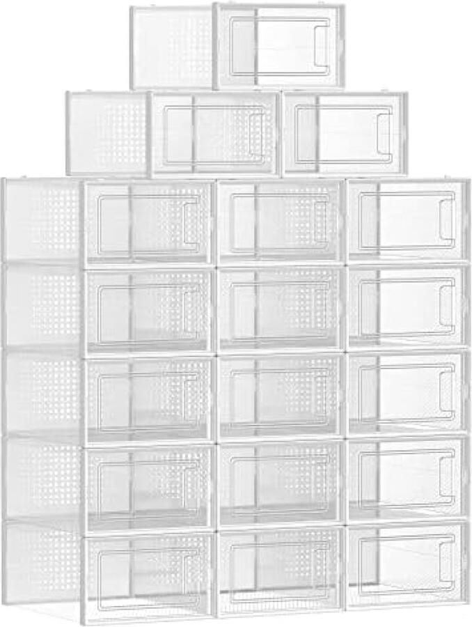 18 Opvouwbare Transparante Schoenendozen Schoen Organizer