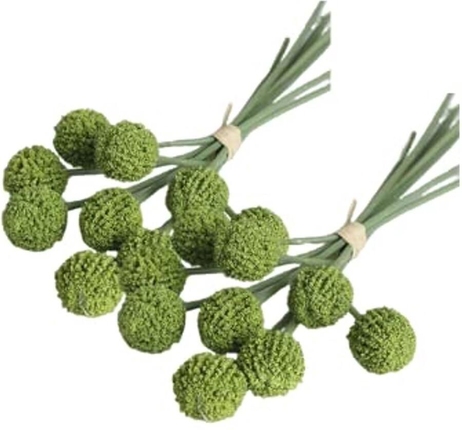 18 Stengels Kunstbloemen Billy Balls 10 Kunstmatige Billy Button Boeket Permanente Bloem Craspedia voor DIY Craft Krans Tafel Bruiloft Feest Centerpieces Vakantiewinkel (Groen)