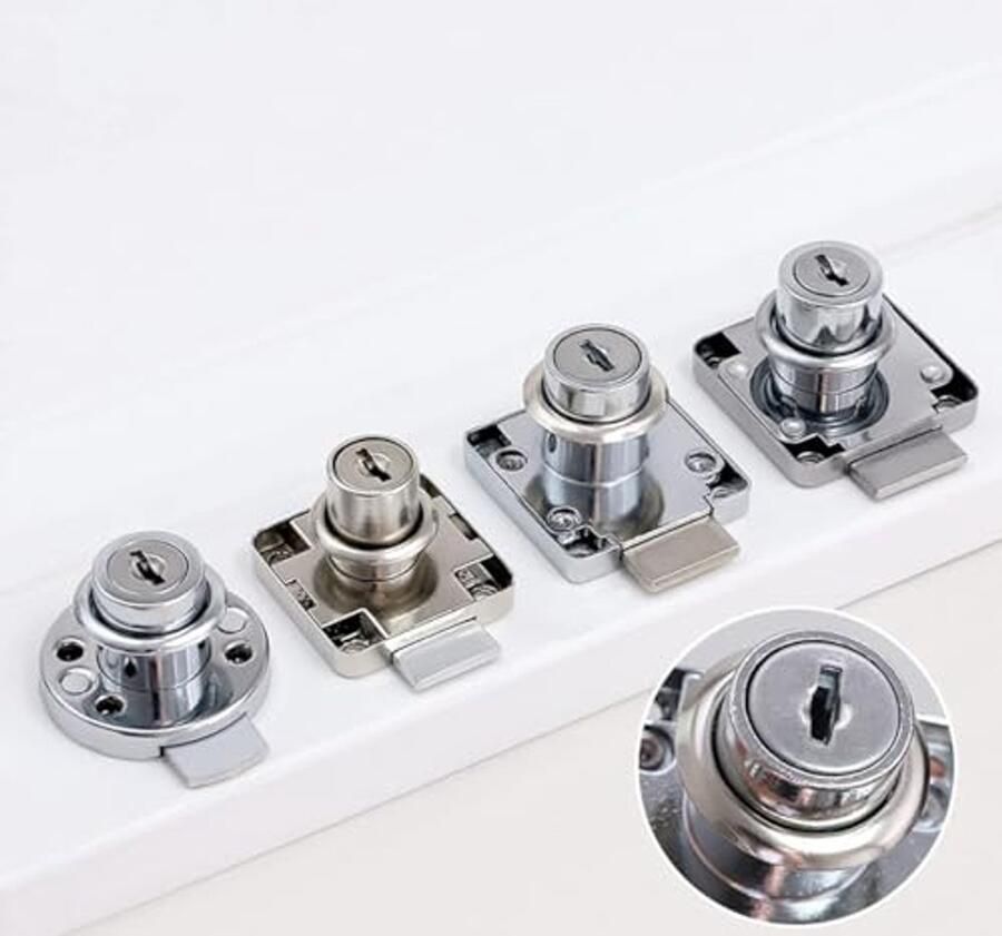 1Pc Security Cam Lock 20mm Cold Rolled Steel Security Cabinet Lock Cylinder Drawer Cabinet Mailbox Lock with 2 Keys for Household Office Keys Alike Stainless Steel Color