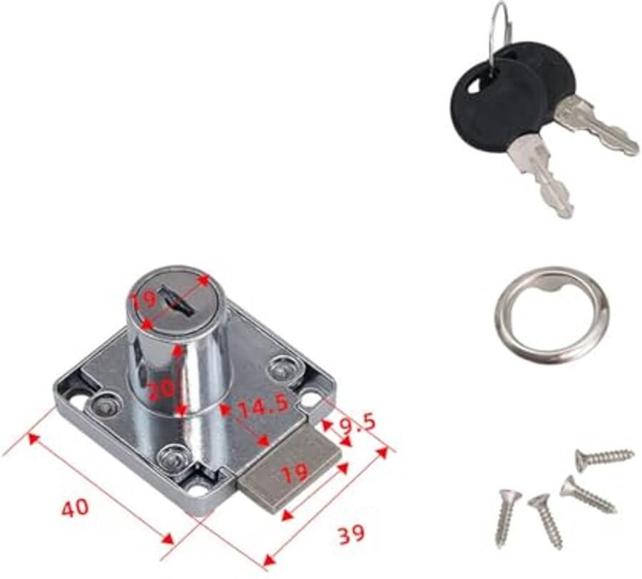 1Pc Security Cam Lock 20mm Zinc Alloy Security Cabinet Lock Cylinder Drawer Cabinet Mailbox Lock with 2 Keys for Household Office Keys Different Chrome