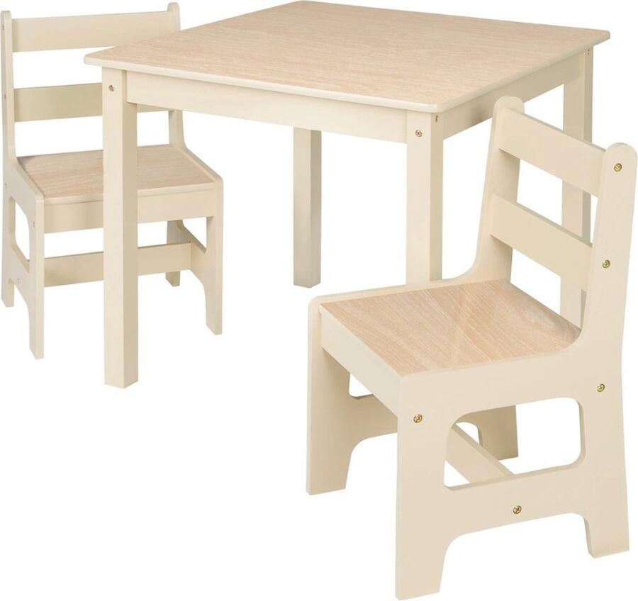 1Set Houten Peuter & Kindertafel Met 2 Stoelen Krukken Ingesteld Voor Kleuters Jongens Meisjes Tafel (60*60*55cm) Stoelen (30*30*55cm)