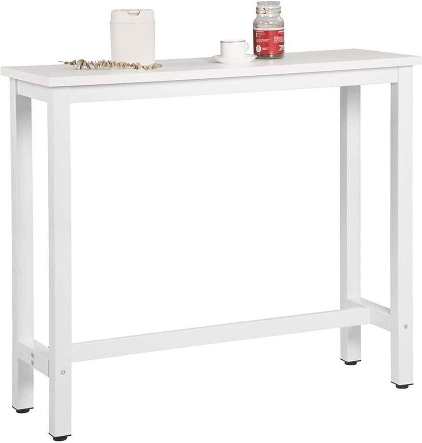 Furnibella 1x bartafel bistrotafel metalen frame tafelblad van MDF wit - Foto 2