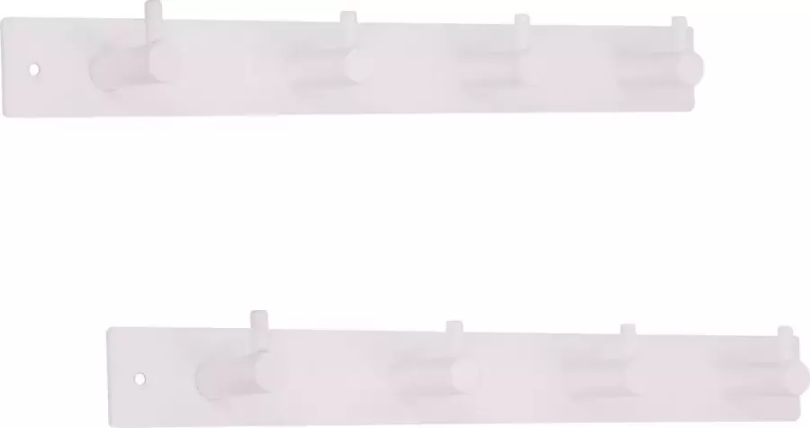1x Luxe kapstokken jashaken met 4x enkele haak hoogwaardig wit metaal 32.2 x 4.3 cm wandkapstokken kapstok