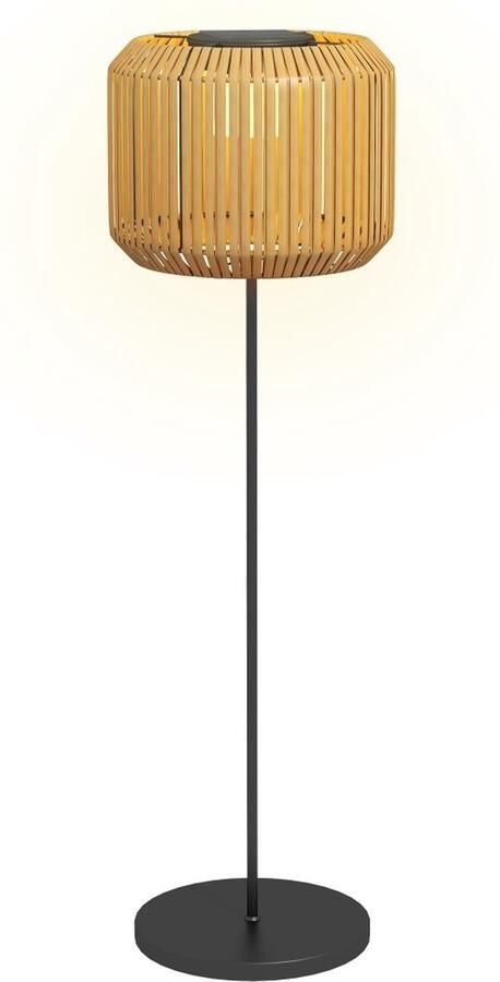 1x Rotan Staande Lamp Zonnelantaarn voor Buiten LED Tuinverlichting met Lichtsensor Weerbestendig & Stijlvolle Buitendecoratie