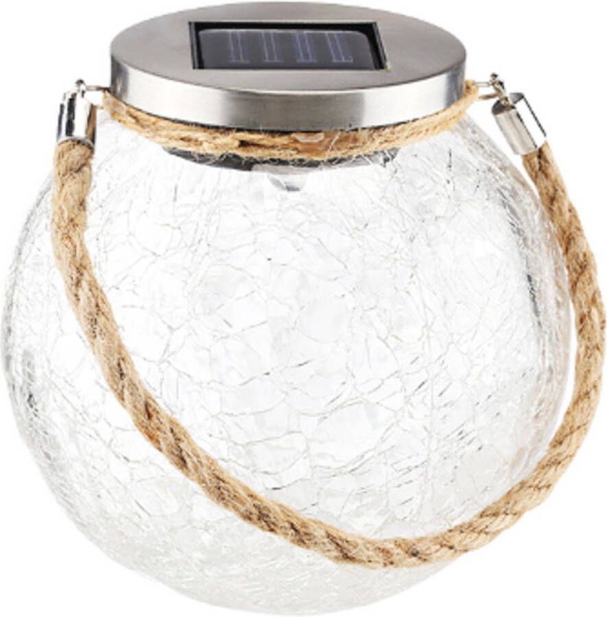 1x Solar lamp glazen pot op zonne-energie 13 cm warm wit Tuindecoratie accessoires Tuinverlichting Tuinlampjes Buiten verlichting Solar zonne-energie mason jar voor in de tuin