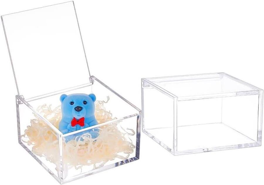 2 Acryldozen Met Deksel 10x10x6 cm 4x4x2 3 Transparante Kubussen Vitrine Opbergdozen Organizer Container Voor Bruiloft Verjaardagscadeau Verpakking Sieraden Kantoorbenodigdheden