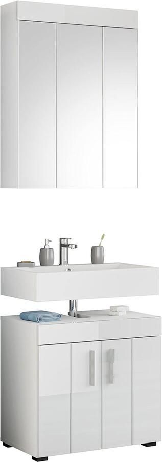 Rootz Living Rootz 2-delige Badkamermeubelset Wastafelkast Spiegelkast Houtmateriaal Wit 35cm x 60cm