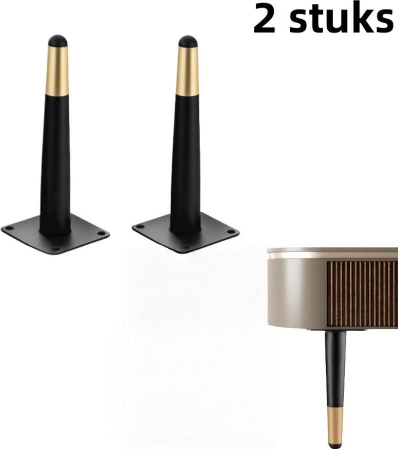2-delige bankpootsteunpoot Eenvoudige stijl Nachtkastje meubelpoot Badkamerkaststeunpoot Zwart en goud Recht taps toelopend 15 cm